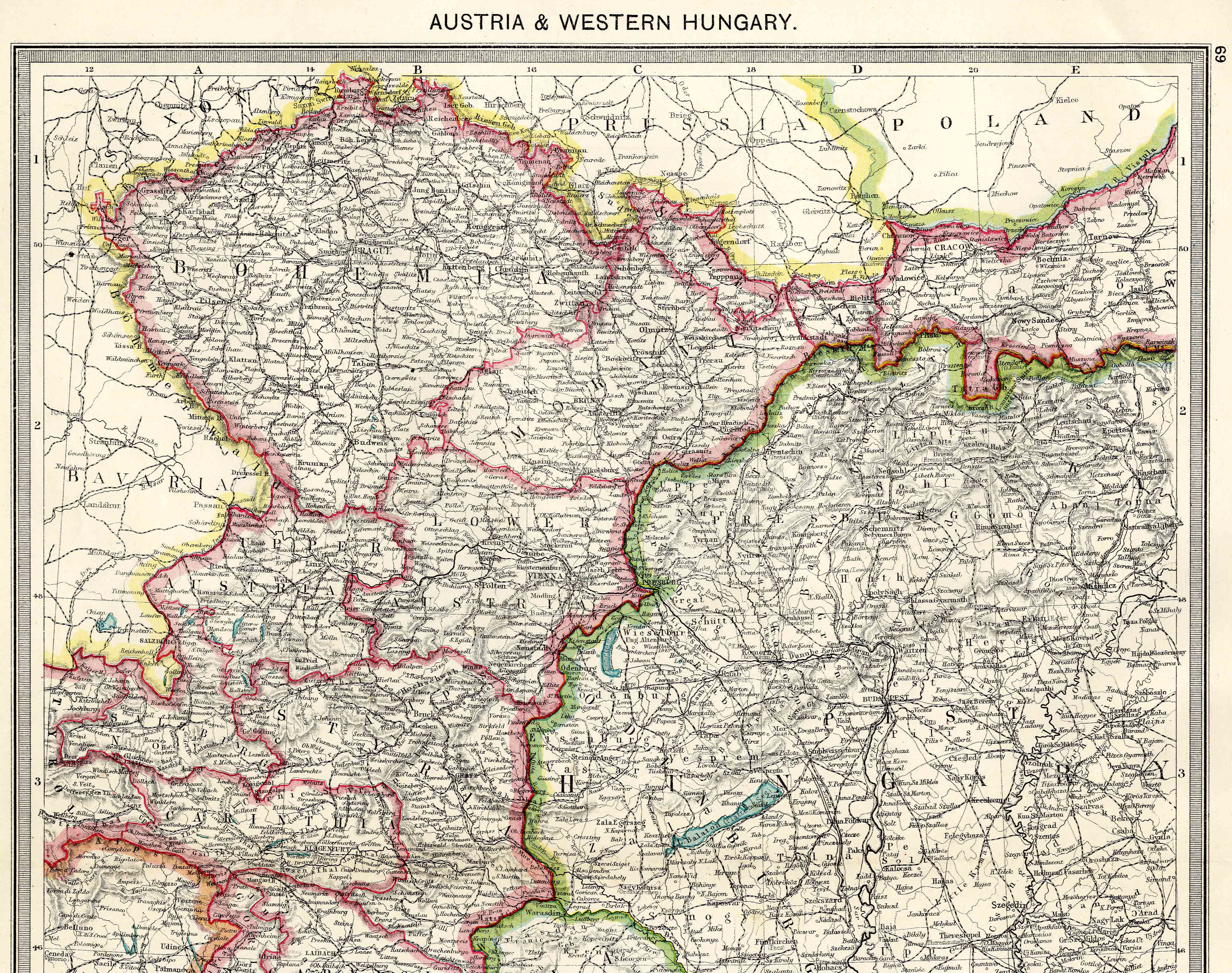 Bohemia Tyrol Styria Carinthia; Vienna Wien 1903 old map AUSTRIA-HUNGARY WEST 