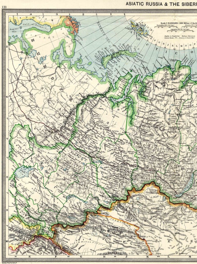 From Harmsworth Atlas and Gazetteer, London, 1909, Scale: 1:15,850,000Download the Hi Res Map and view the Gazetteer