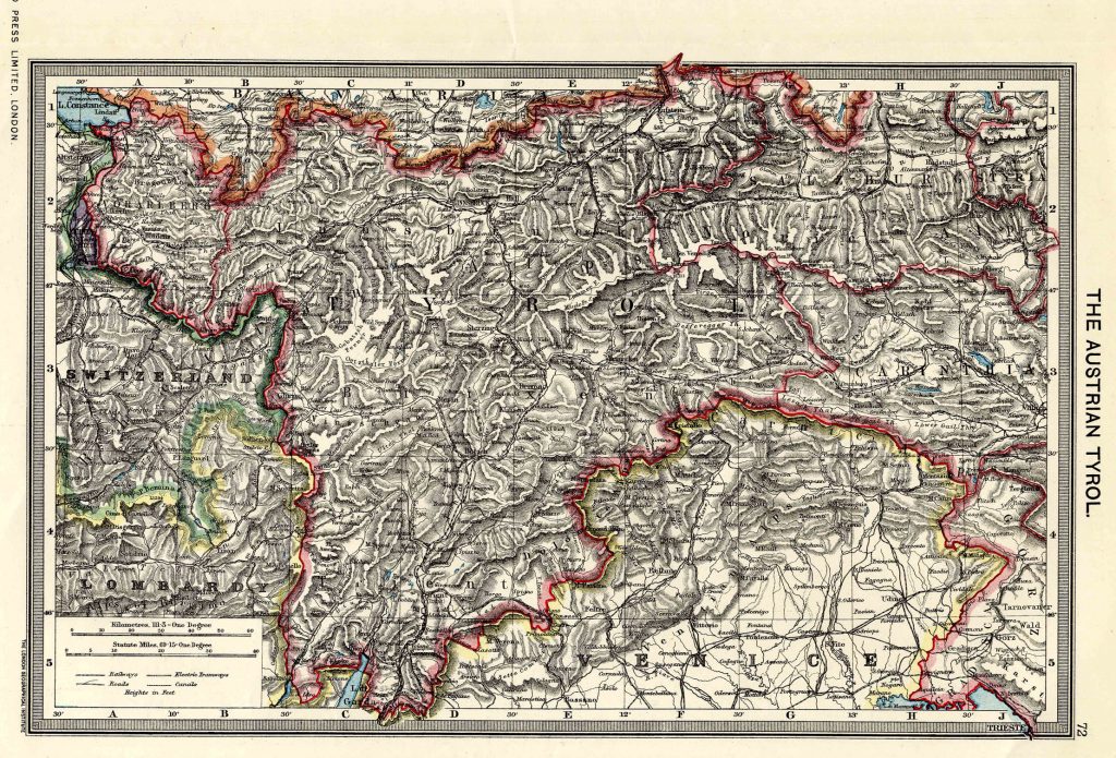 From Harmsworth Atlas and Gazetteer, London, 1909, Scale: 1:2,800,000Download the Hi Res Map and view the Gazetteer