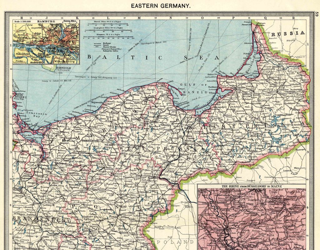 From Harmsworth Atlas and Gazetteer, London, 1909, Scale: 1:2,800,000Download the Hi Res Map and view the Gazetteer