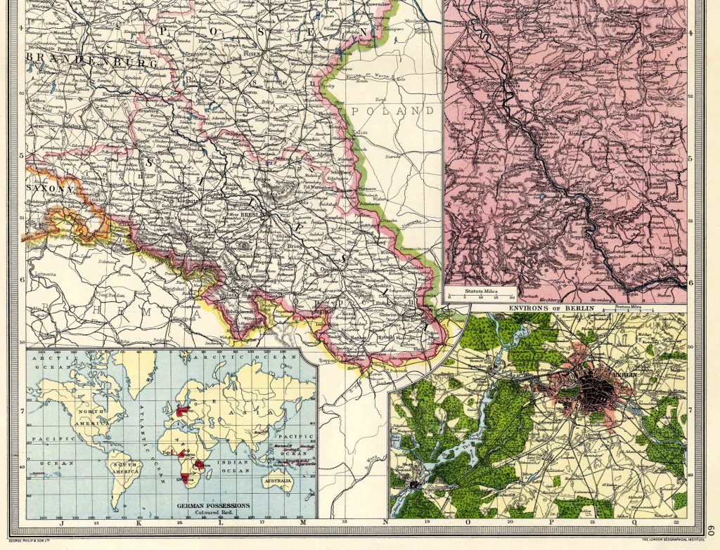 From Harmsworth Atlas and Gazetteer, London, 1909, Scale: 1:2,800,000Download the Hi Res Map and view the Gazetteer