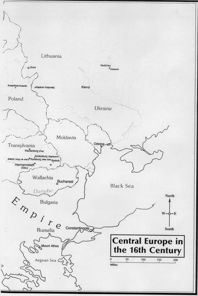 From The Chronicle of the Hutterite Brethren - I page 817 (Scale: one inch = about 94 miles)