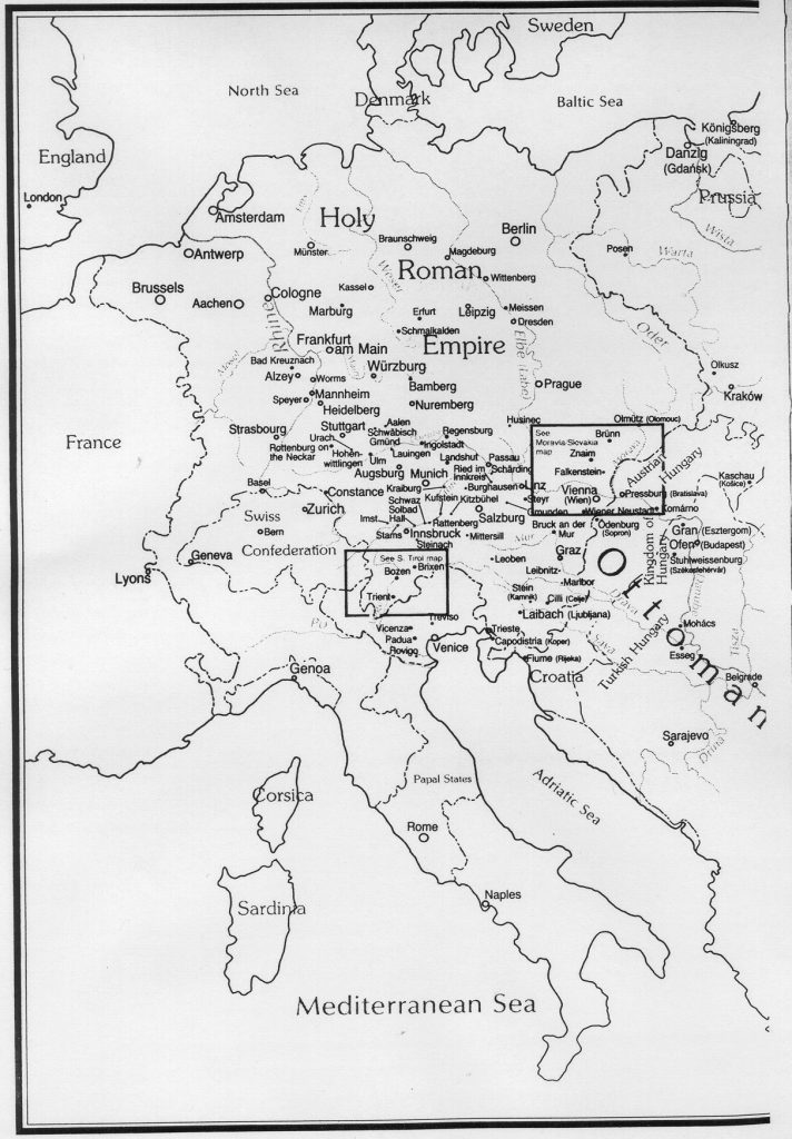 Hutterite places - Central Europe West, 16th Century