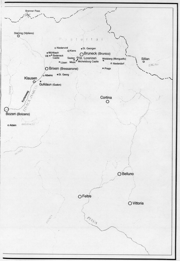 From The Chronicle of the Hutterite Brethren - I page 819 (Scale: one inch = about 10 miles)