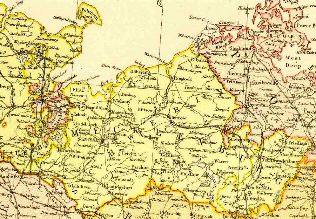 From Blackie & Sons Atlas (Edinburgh, 1882), Scale: 1:1,800,000 (or one inch equals about 28 miles)