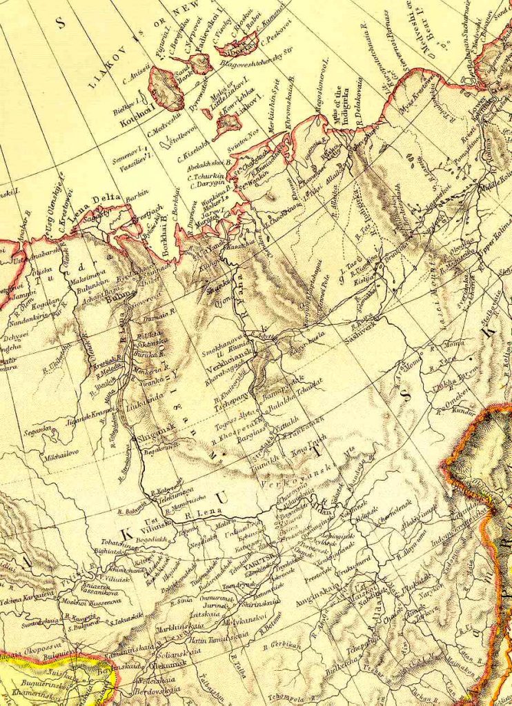 From Blackie & Sons Atlas (Edinburgh, 1882), Scale: 1:12,672,000 (or one inch equals about 200 miles)