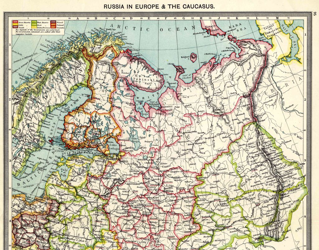 From Harmsworth Atlas and Gazetteer, London, 1909, Scale: 1:9,000,000Download the Hi Res Map and view the Gazetteer