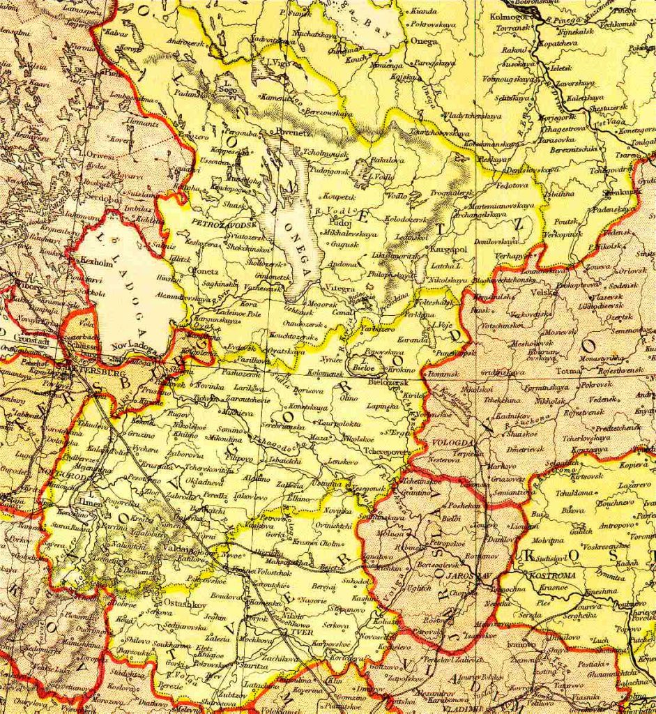 From Blackie & Sons Atlas (Edinburgh, 1882), Scale: 1:6,100,000 (or one inch equals about 96 miles)