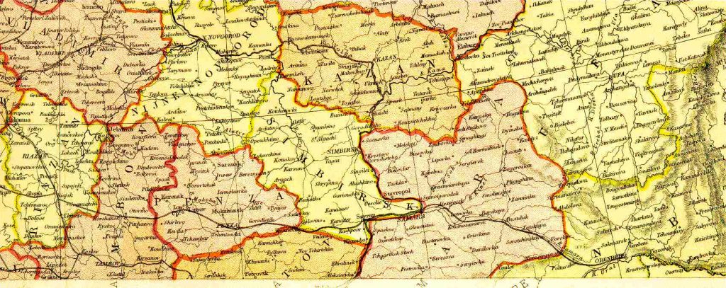 From Blackie & Sons Atlas (Edinburgh, 1882), Scale: 1:6,100,000 (or one inch equals about 96 miles)