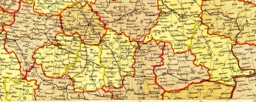 From Blackie & Sons Atlas (Edinburgh, 1882), Scale: 1:6,100,000 (or one inch equals about 96 miles)