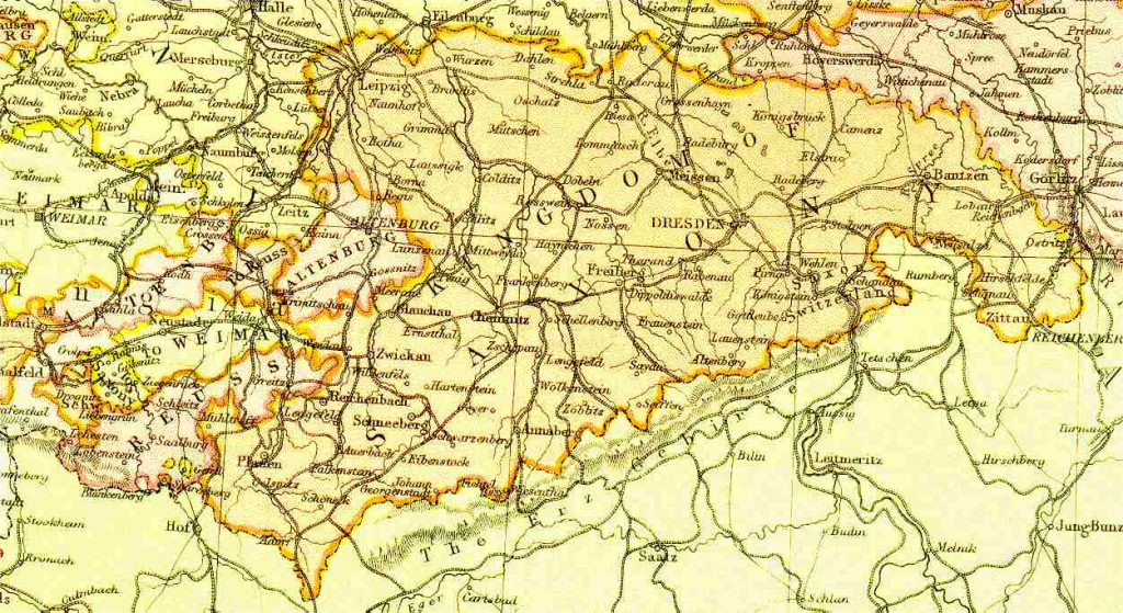 From Blackie & Sons Atlas (Edinburgh, 1882), Scale: 1:1,800,000 (or one inch equals about 28 miles)
