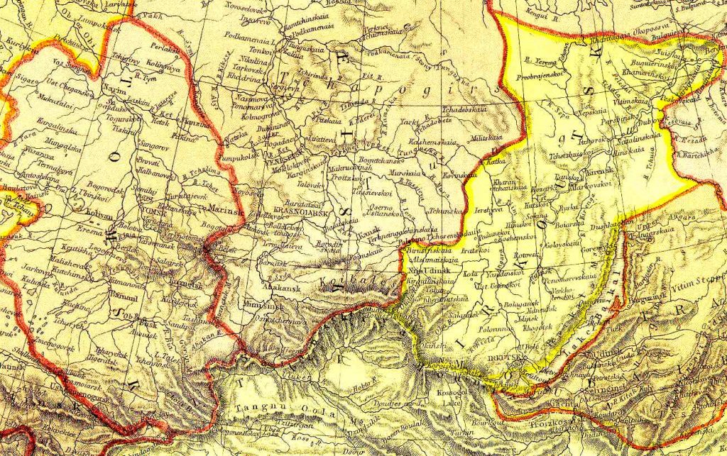 From Blackie & Sons Atlas (Edinburgh, 1882), Scale: 1:12,672,000 (or one inch equals 200 miles)